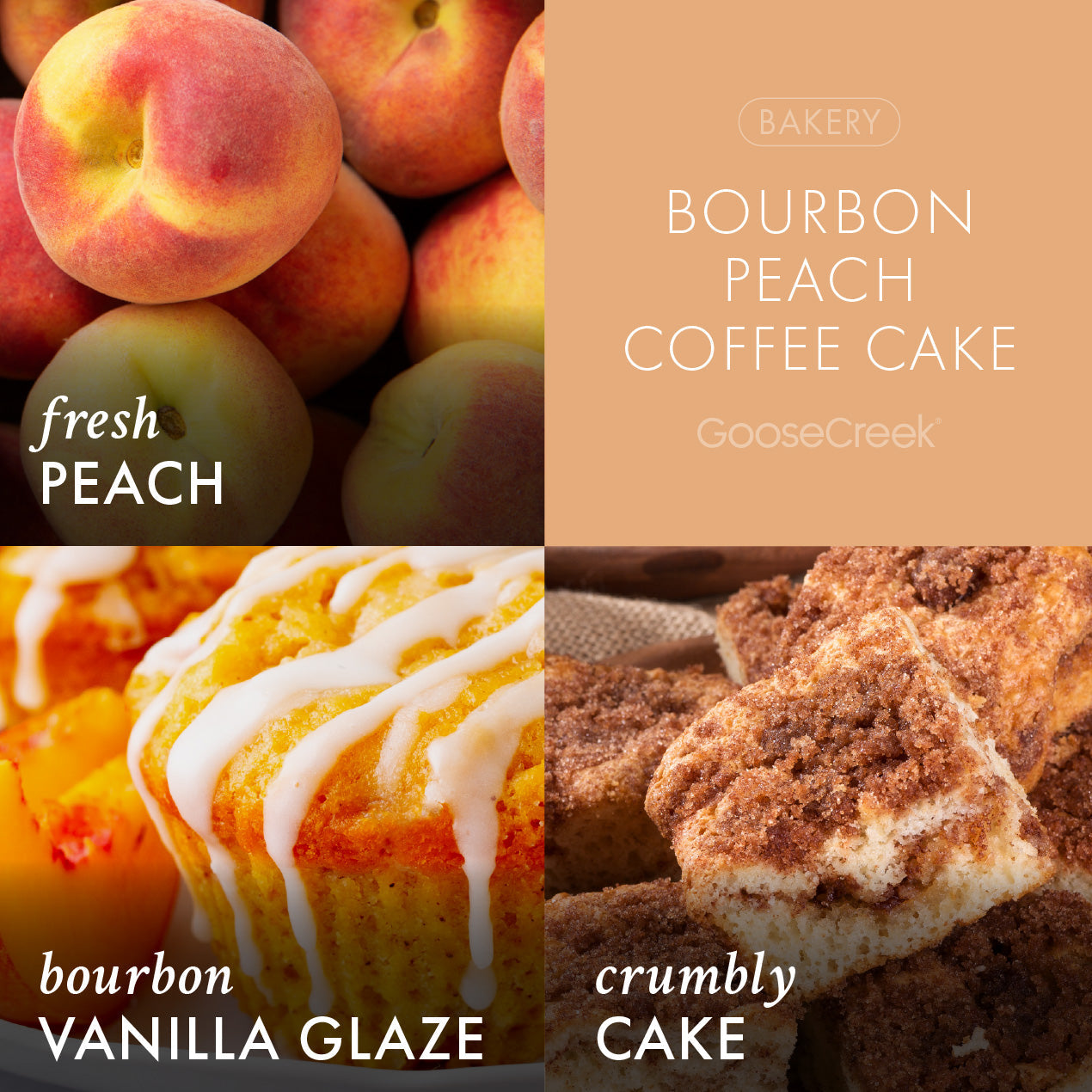 Bourbon Peach Coffee Cake 3-Wick Candle