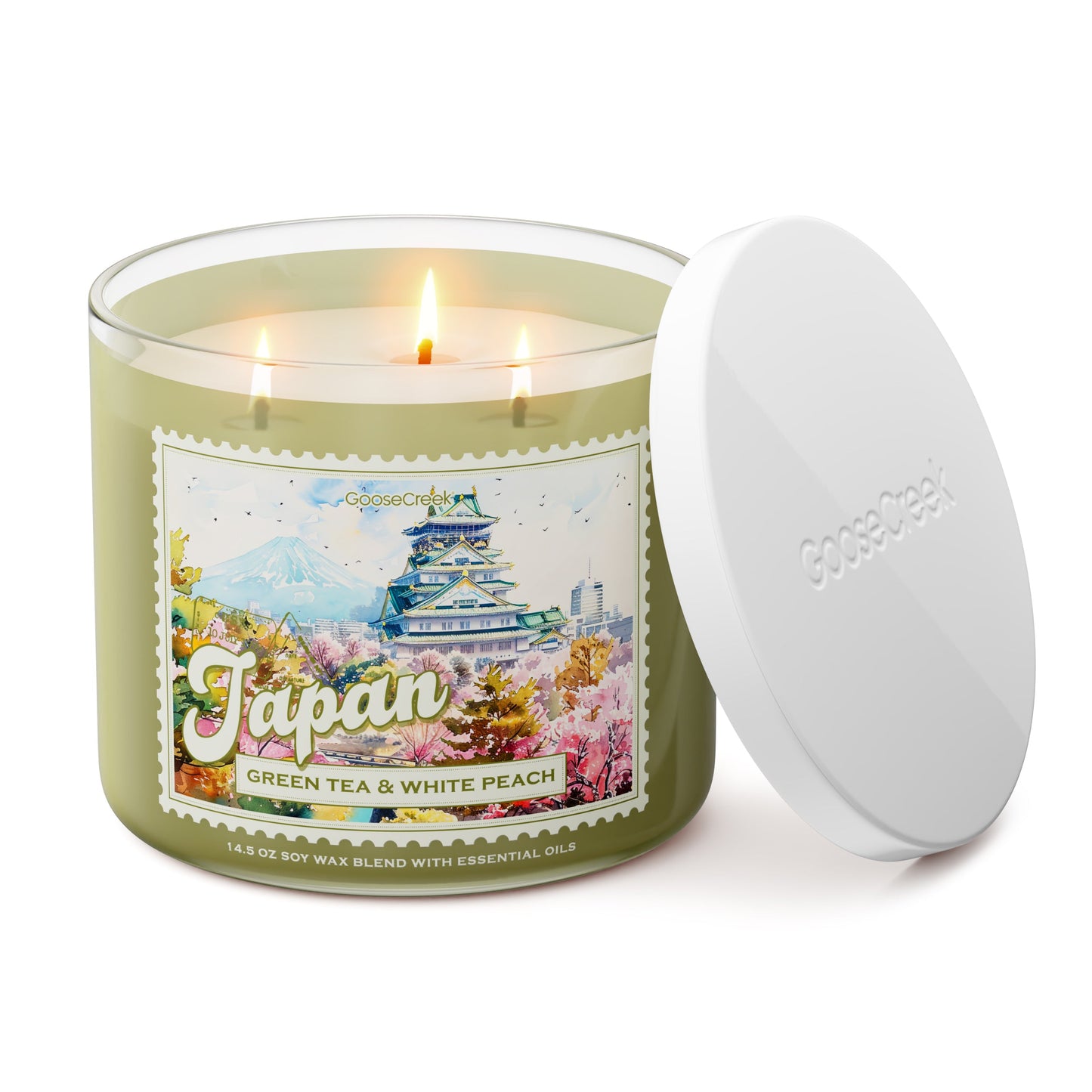 Green Tea & White Peach Japan 3-Wick Candle