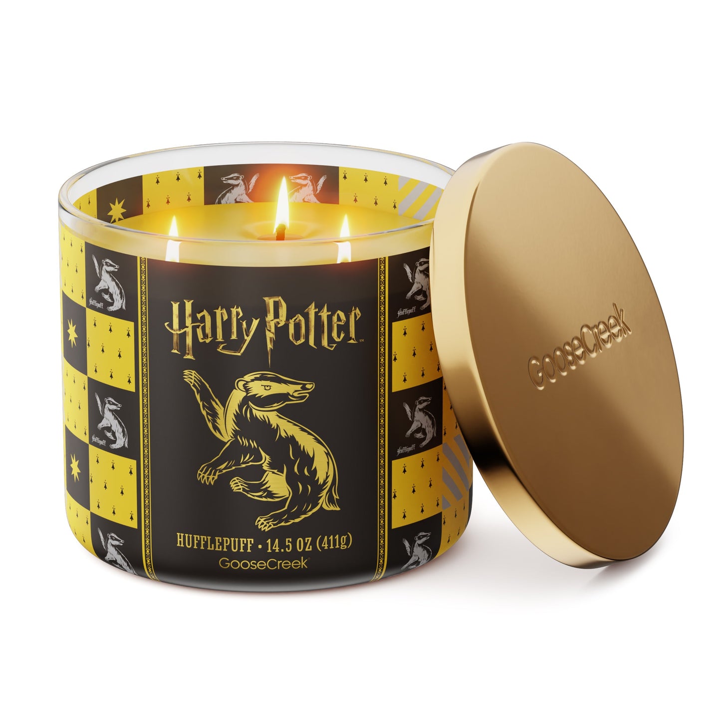 Hufflepuff 3-Wick Harry Potter Candle