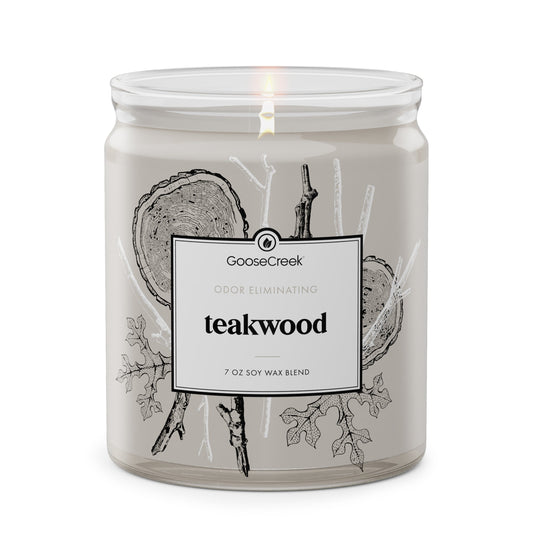 Odor Eliminating Teakwood 7oz Single Wick Candle
