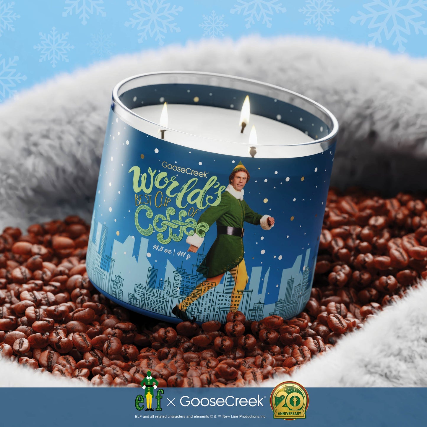 World's Best Cup of Coffee 3-Wick Elf Candle